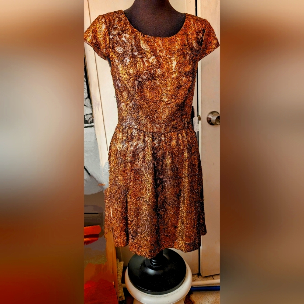 Kenzie gold foil dress NWT sz small C97